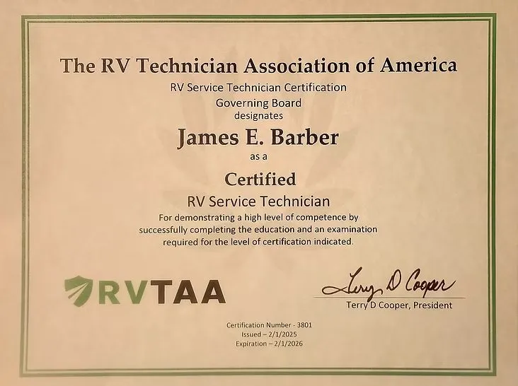 RV service certification