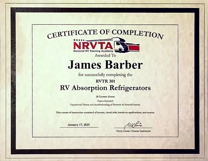 RV service certification